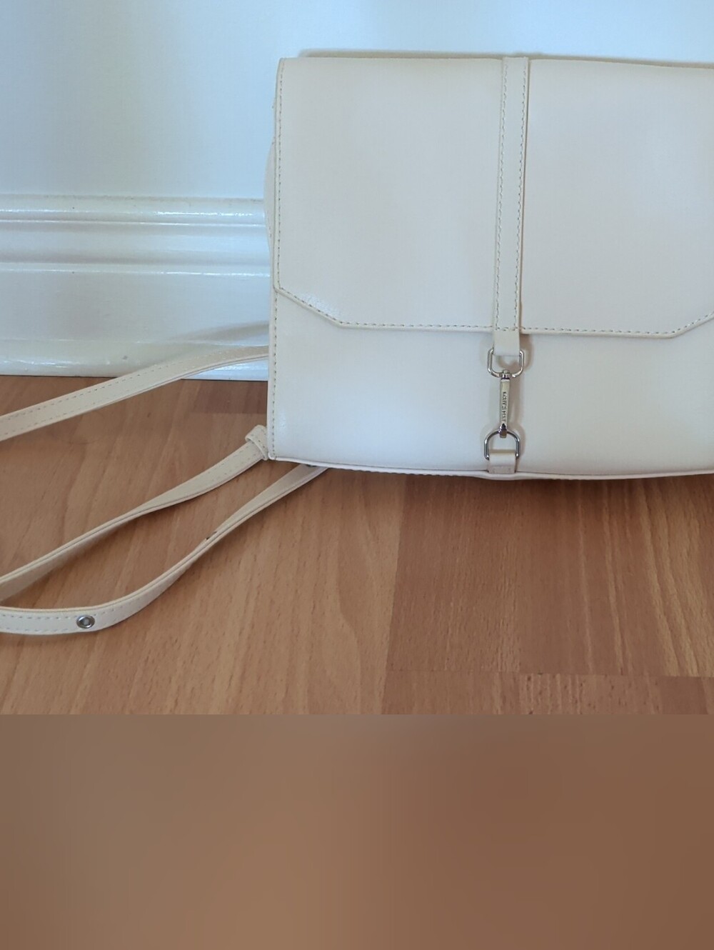 Cream Crossbody Shoulder Bag with Silver Hardware